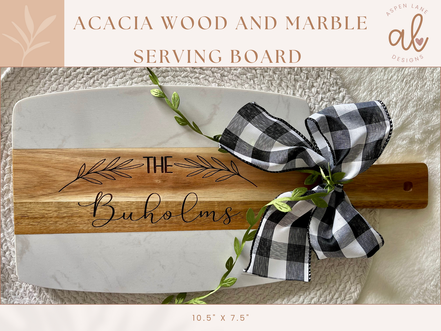 Engraved Acopa Marble & Acacia Charcuterie Board, Custom Cutting Board, Realtor Closing Gift, Wedding, New Homeowner Gift, Family Last Name