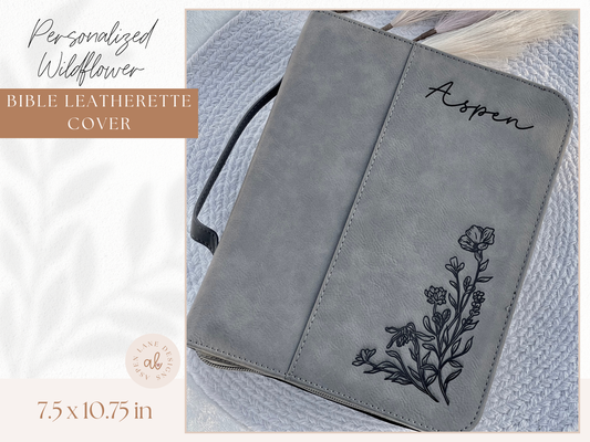 Beautiful Wildflower Bible Cover, Floral Bible, Personalized Bible Cover Women, Engraved Bible, Leatherette Bible, Bible Case, Book Cover