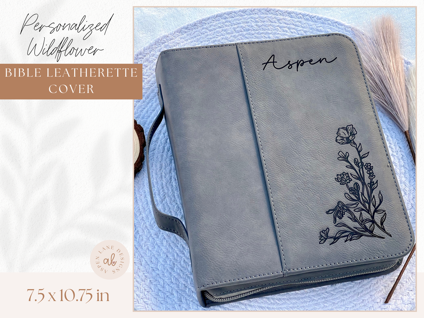 Beautiful Wildflower Bible Cover, Floral Bible, Personalized Bible Cover Women, Engraved Bible, Leatherette Bible, Bible Case, Book Cover