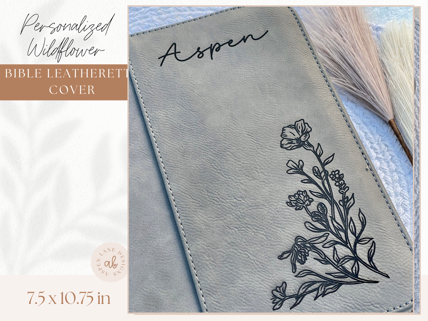 Beautiful Wildflower Bible Cover, Floral Bible, Personalized Bible Cover Women, Engraved Bible, Leatherette Bible, Bible Case, Book Cover