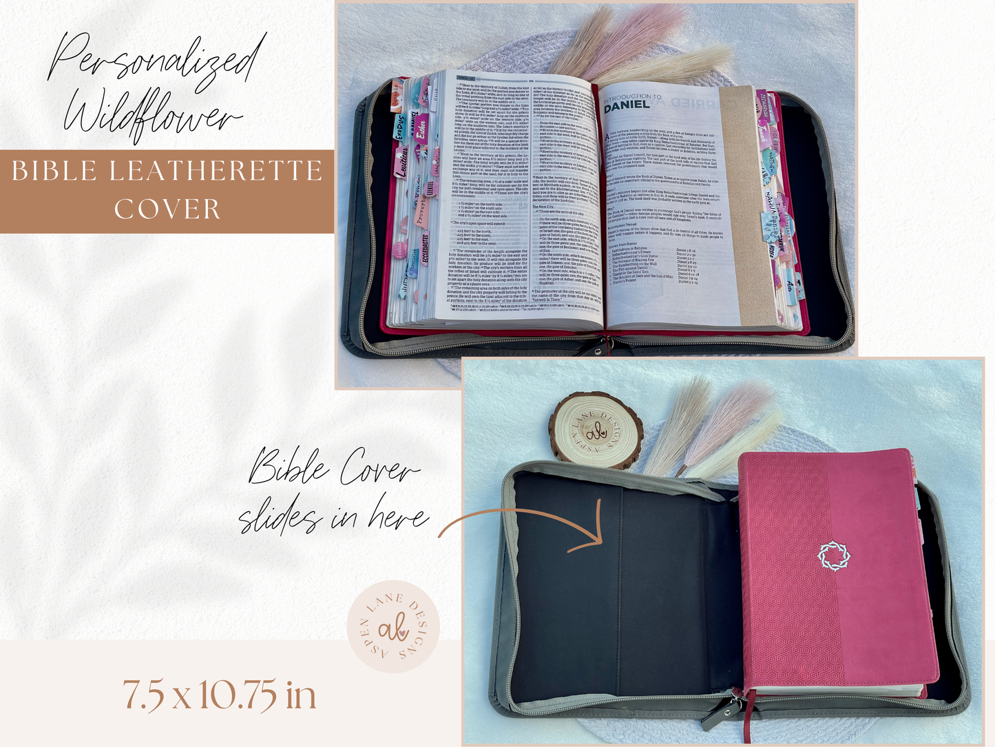 Beautiful Wildflower Bible Cover, Floral Bible, Personalized Bible Cover Women, Engraved Bible, Leatherette Bible, Bible Case, Book Cover