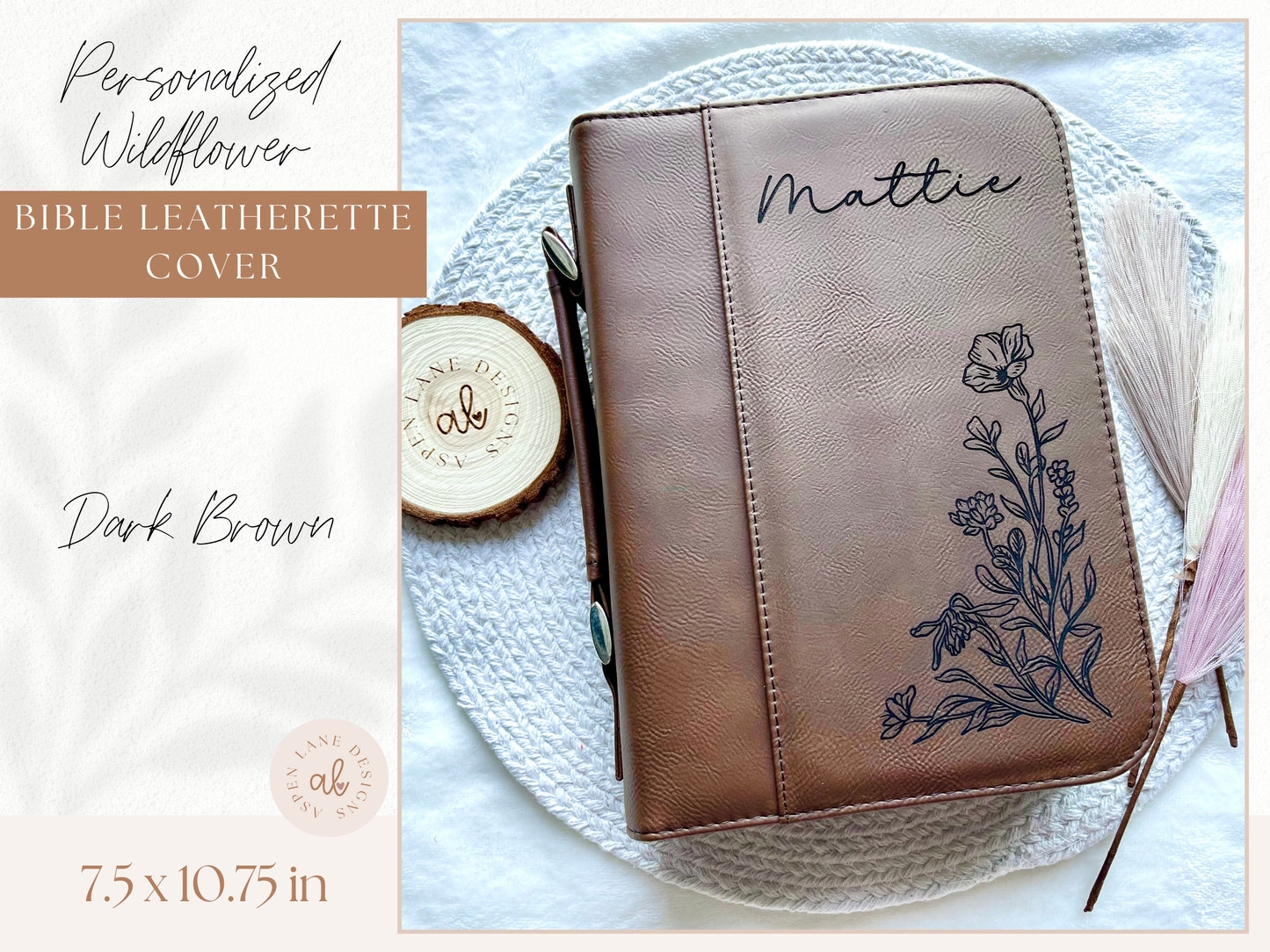 Beautiful Wildflower Bible Cover, Floral Bible, Personalized Bible Cover Women, Engraved Bible, Leatherette Bible, Bible Case, Book Cover