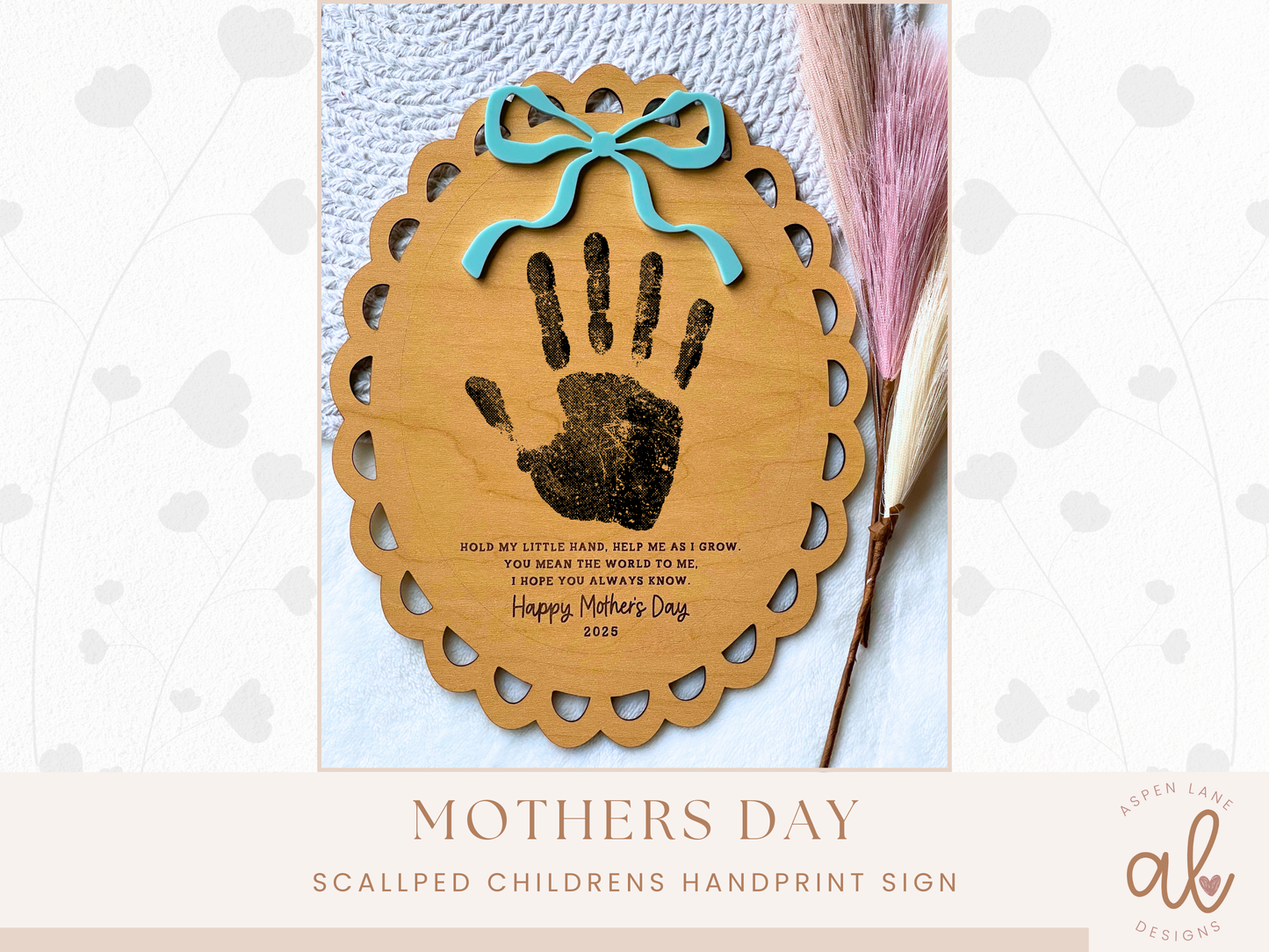 Mothers Day Handprint Sign, Handprint Mom Gift, Grandma Gift, Baby or Kids Handprint Keepsake, DIY Mothers Day Gift, Art And Craft Project