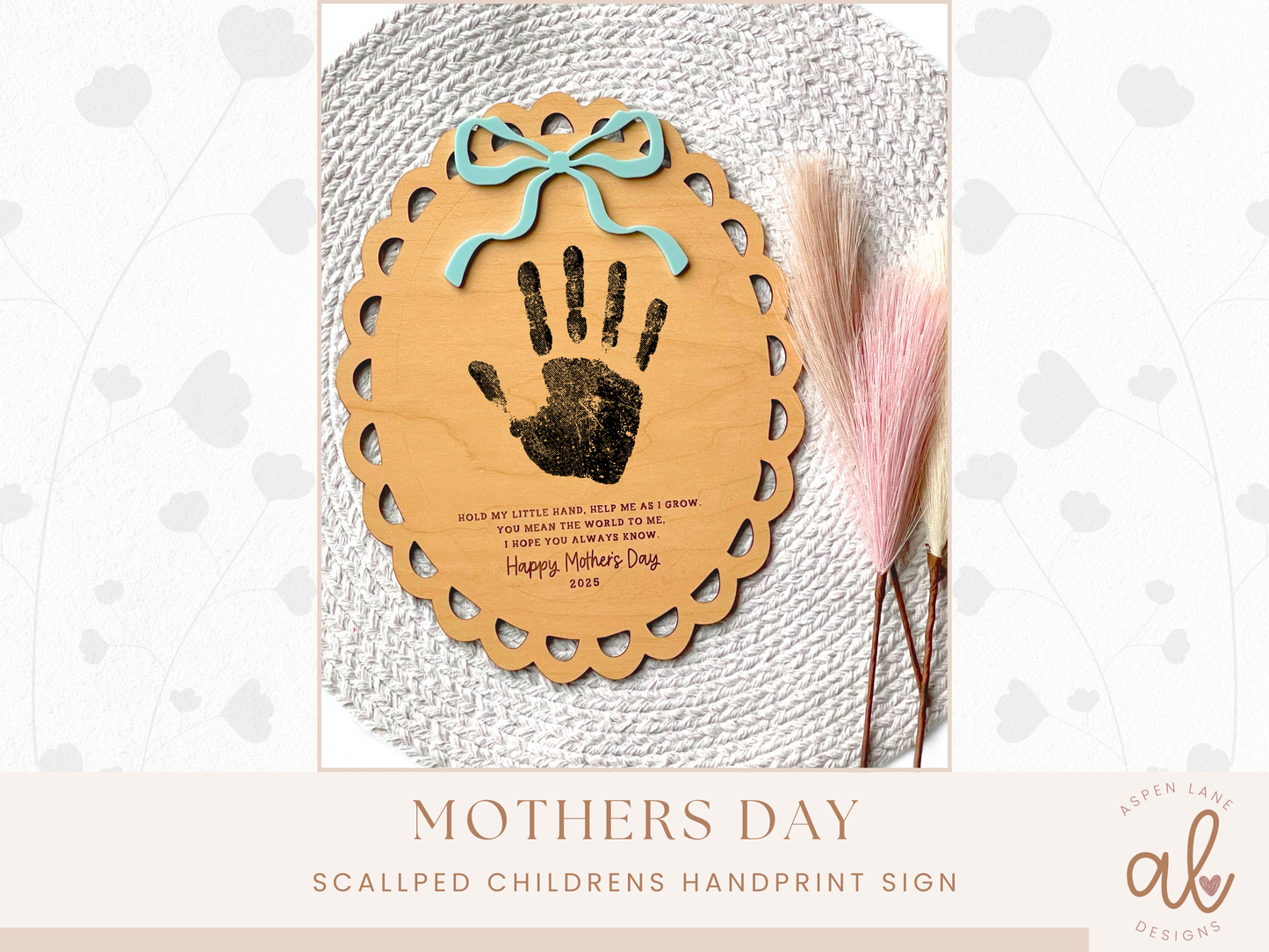 Mothers Day Handprint Sign, Handprint Mom Gift, Grandma Gift, Baby or Kids Handprint Keepsake, DIY Mothers Day Gift, Art And Craft Project