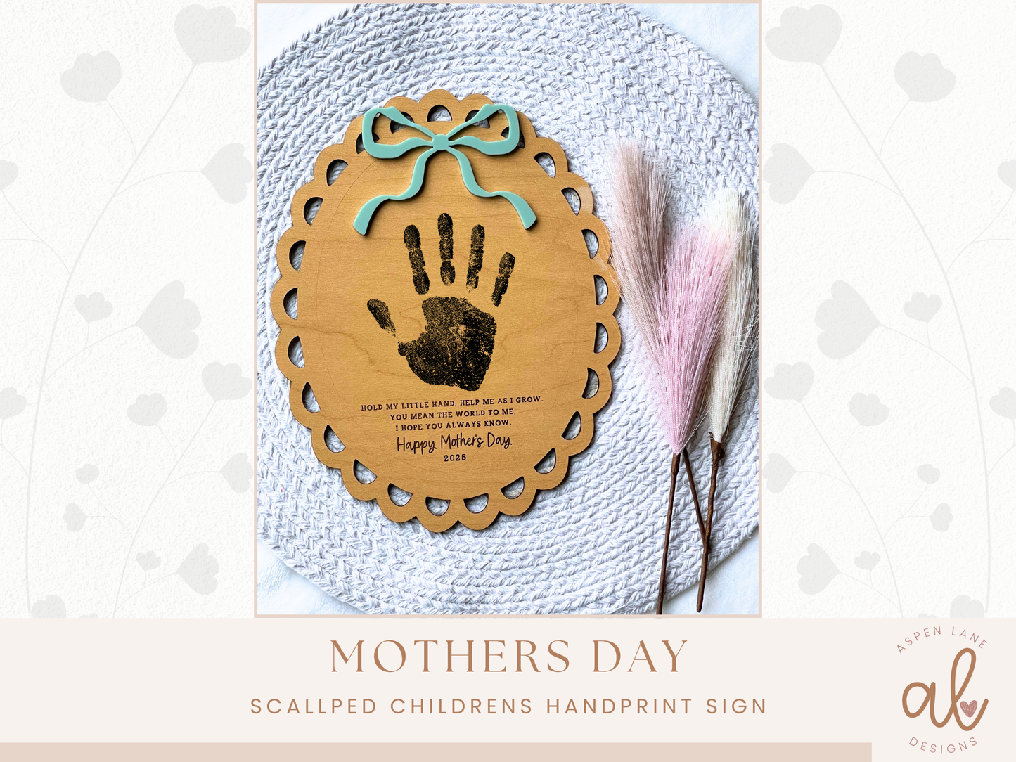 Mothers Day Handprint Sign, Handprint Mom Gift, Grandma Gift, Baby or Kids Handprint Keepsake, DIY Mothers Day Gift, Art And Craft Project