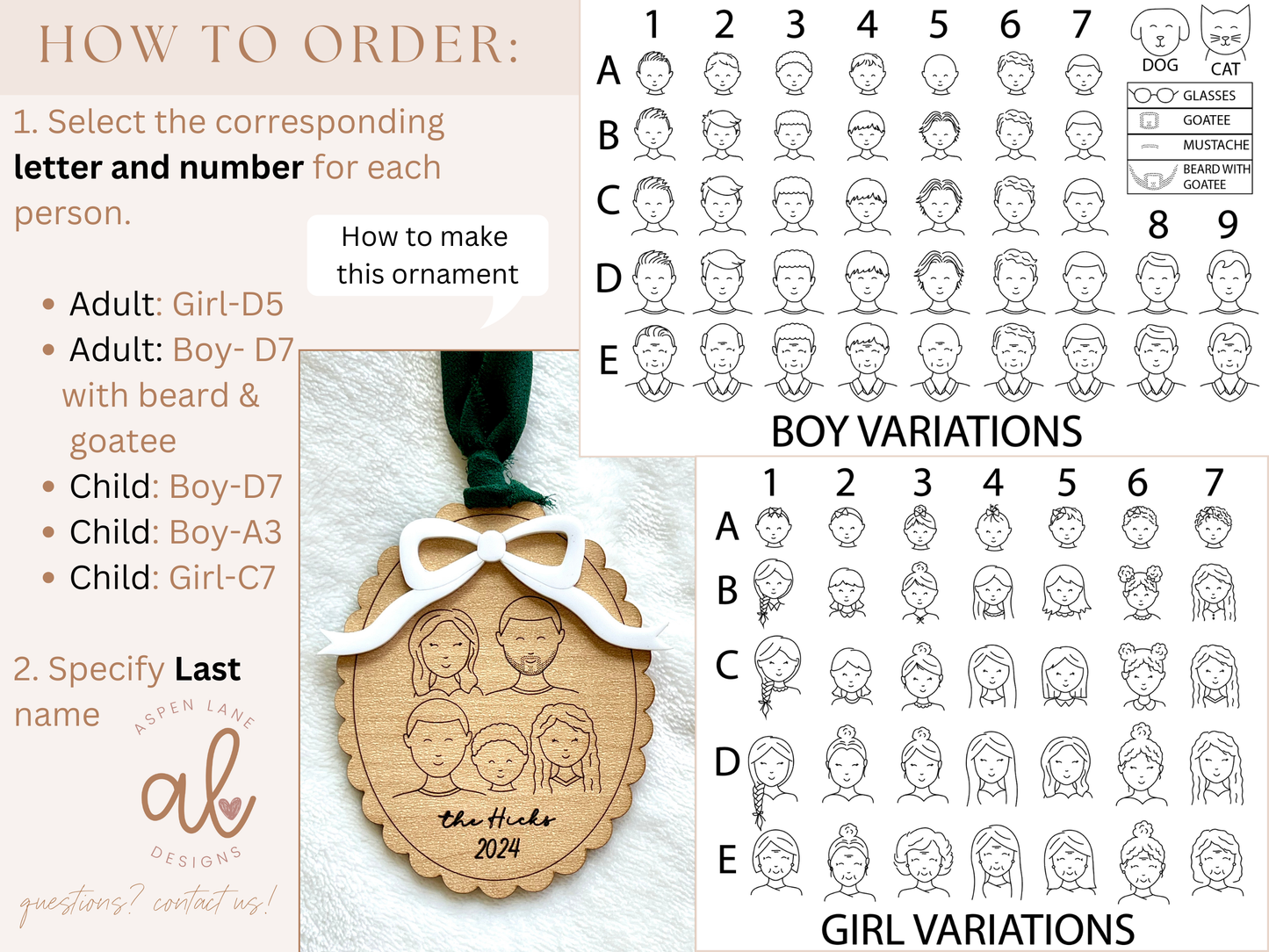 Custom Family Name Ornament, Personalized Family Ornament, Family Christmas Ornament, Custom Faces, Christmas Gifts For Family, Laser Engraved