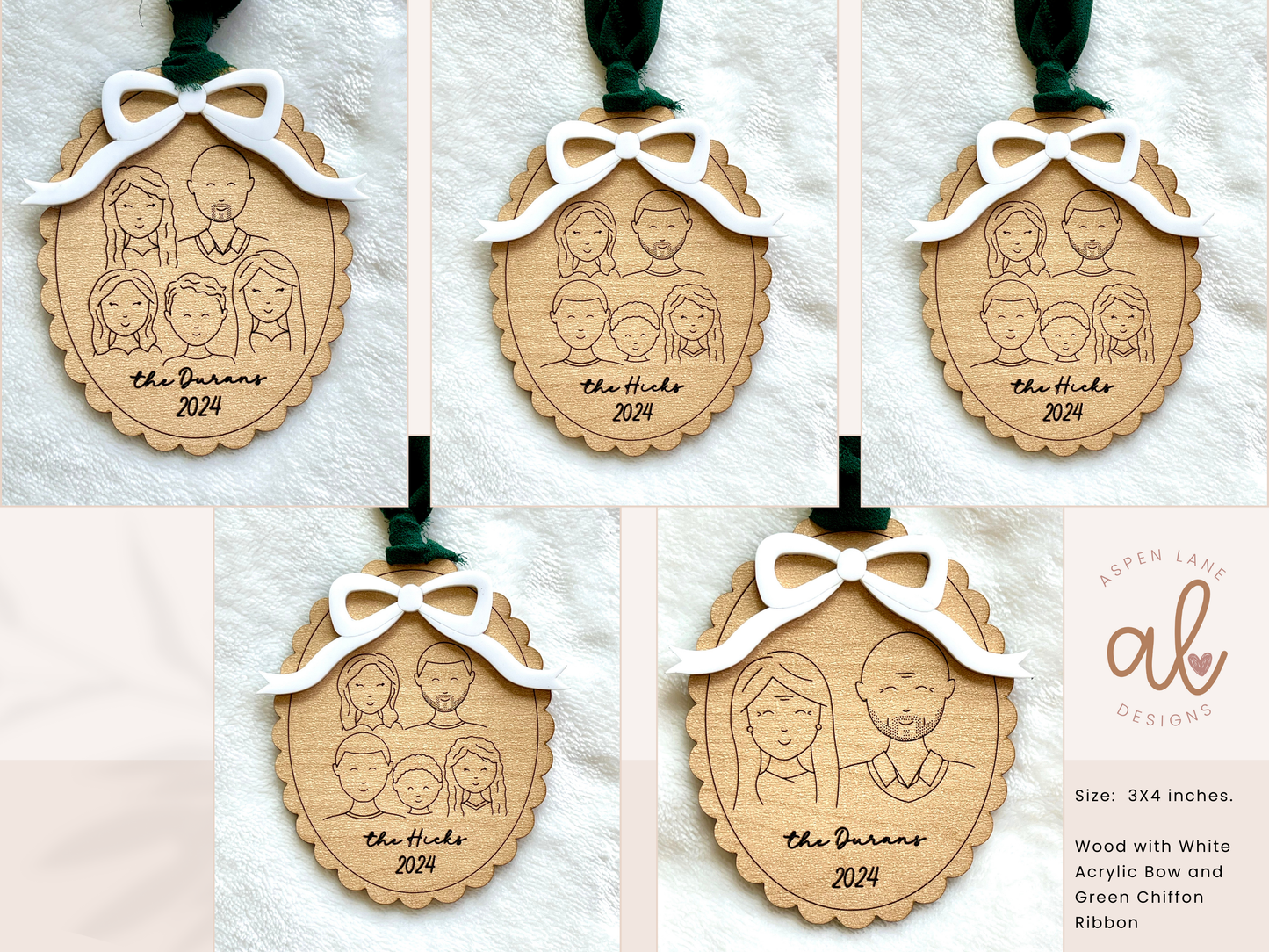 Custom Family Name Ornament, Personalized Family Ornament, Family Christmas Ornament, Custom Faces, Christmas Gifts For Family, Laser Engraved