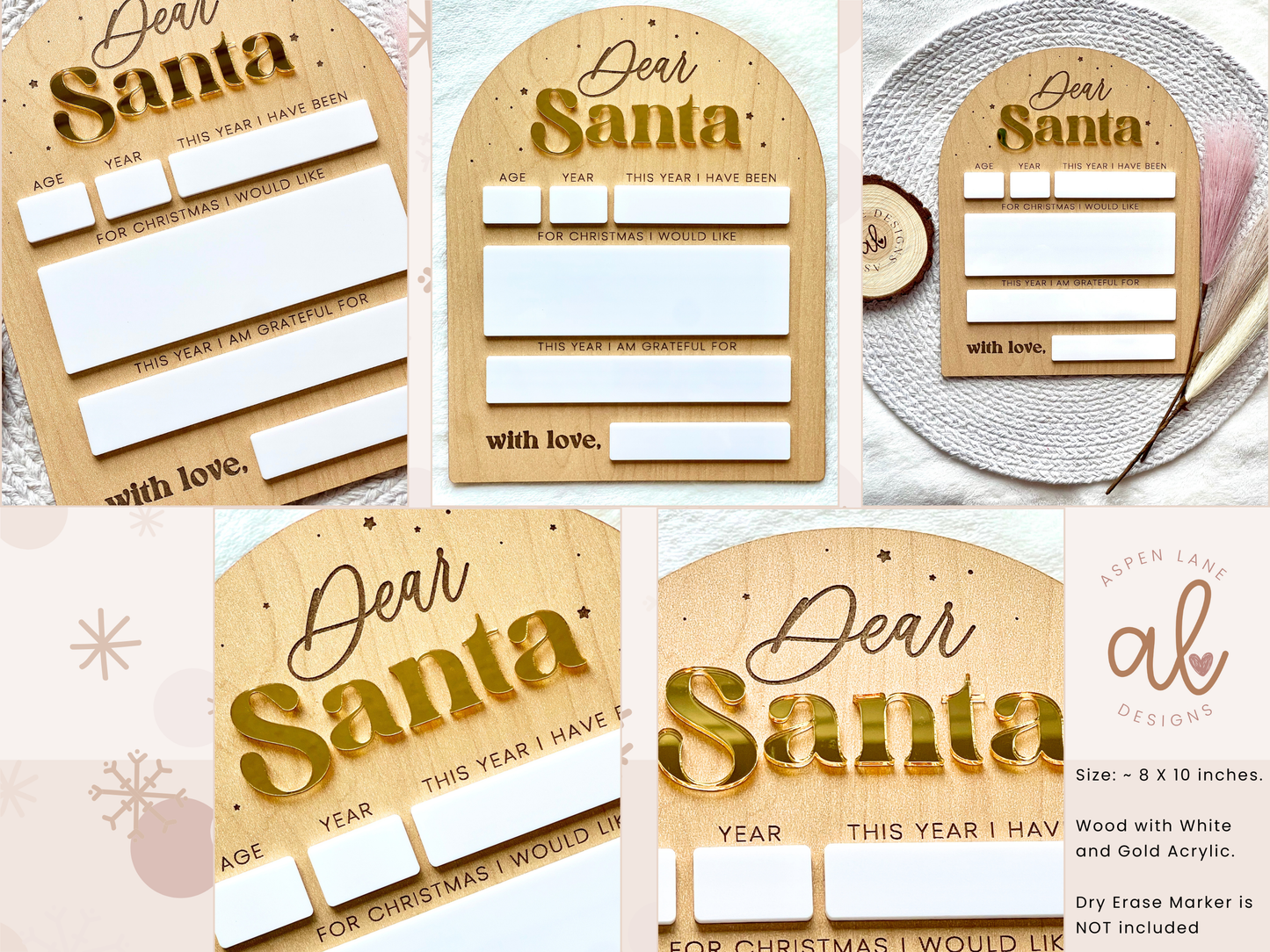 Dear Santa Sign, Dear Santa Board, Christmas List, Santa Letter Sign, Santa Wish List, Kids Letter to Santa, Christmas Wish List, Dry Erase Board