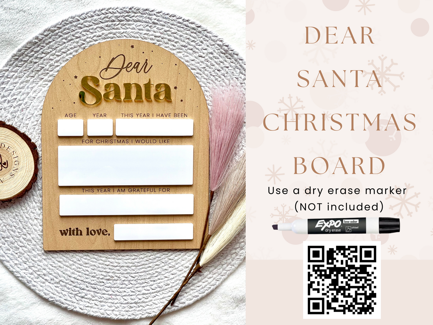 Dear Santa Sign, Dear Santa Board, Christmas List, Santa Letter Sign, Santa Wish List, Kids Letter to Santa, Christmas Wish List, Dry Erase Board