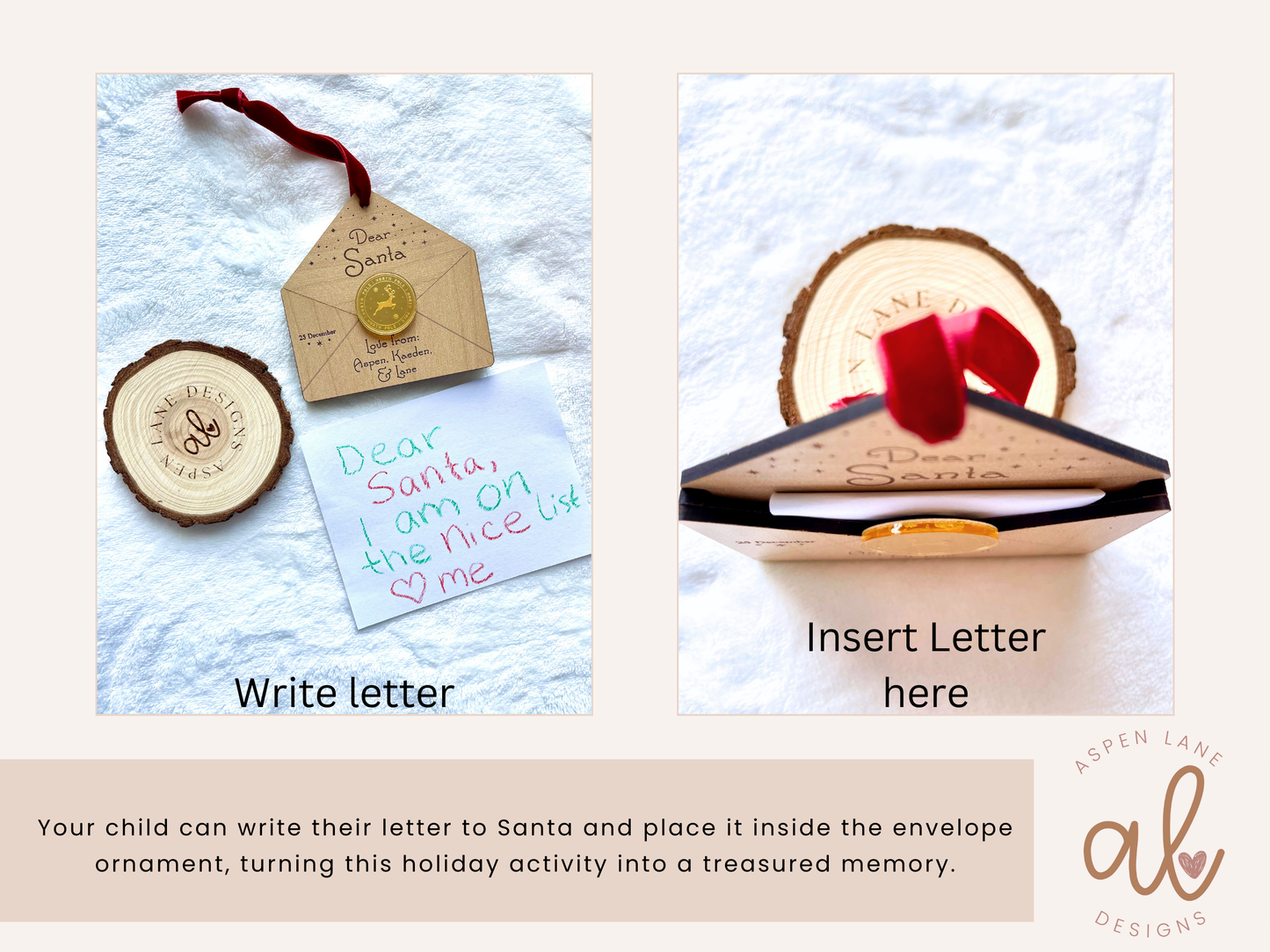 Letter To Santa Ornament, Santa List Envelope Ornament, Dear Santa Letter Wooden Ornament, Personalized Christmas List Ornament, North Pole