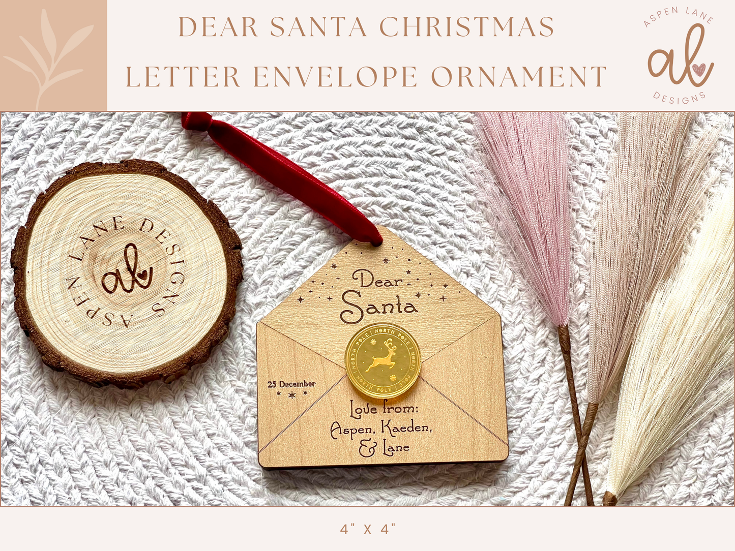 Letter To Santa Ornament, Santa List Envelope Ornament, Dear Santa Letter Wooden Ornament, Personalized Christmas List Ornament, North Pole