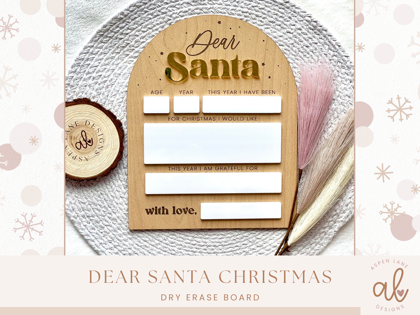 Dear Santa Sign, Dear Santa Board, Christmas List, Santa Letter Sign, Santa Wish List, Kids Letter to Santa, Christmas Wish List, Dry Erase Board