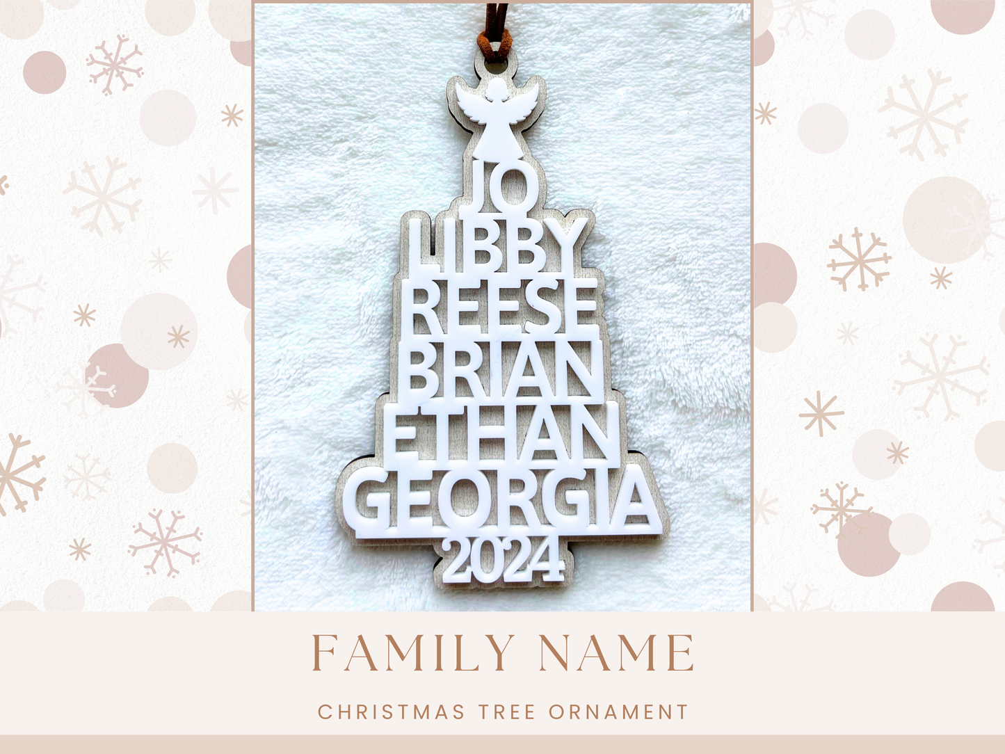 Personalized Family Name Christmas Tree Ornament, Christmas Tree Name Ornament, Family Tree Ornament, Laser Cut Family Ornament, Family Gift