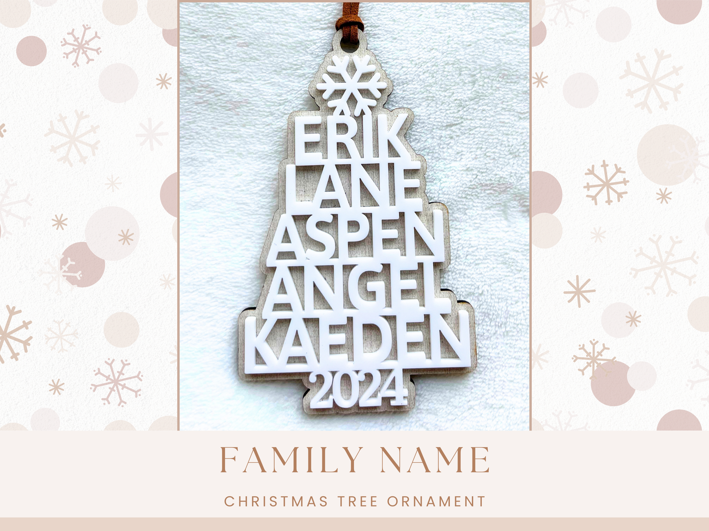 Personalized Family Name Christmas Tree Ornament, Christmas Tree Name Ornament, Family Tree Ornament, Laser Cut Family Ornament, Family Gift