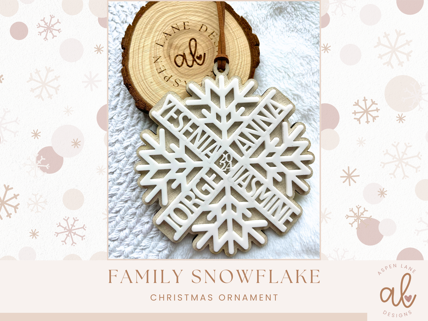 Family Name Ornament, Snowflake Ornament, Custom Snowflake, Grandkid Names Ornament, Big Family Ornament, Kids Name Ornament, Letter Name