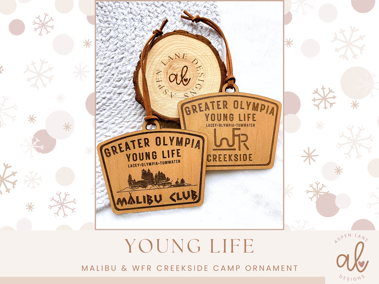 Greater Olympia Young Life Malibu Camp and WFR Creekside Camp Ornaments