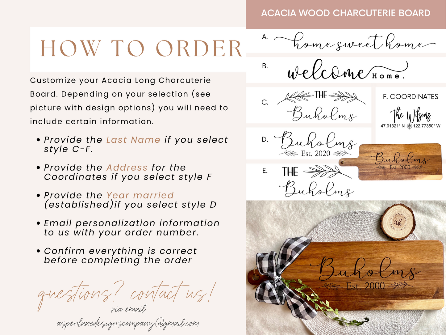 Engraved Acacia Charcuterie Long Serving Board, 20.47 x 7.20, Custom Cutting Board, Realtor Closing Gifts, Cheese Board, Wedding Gift