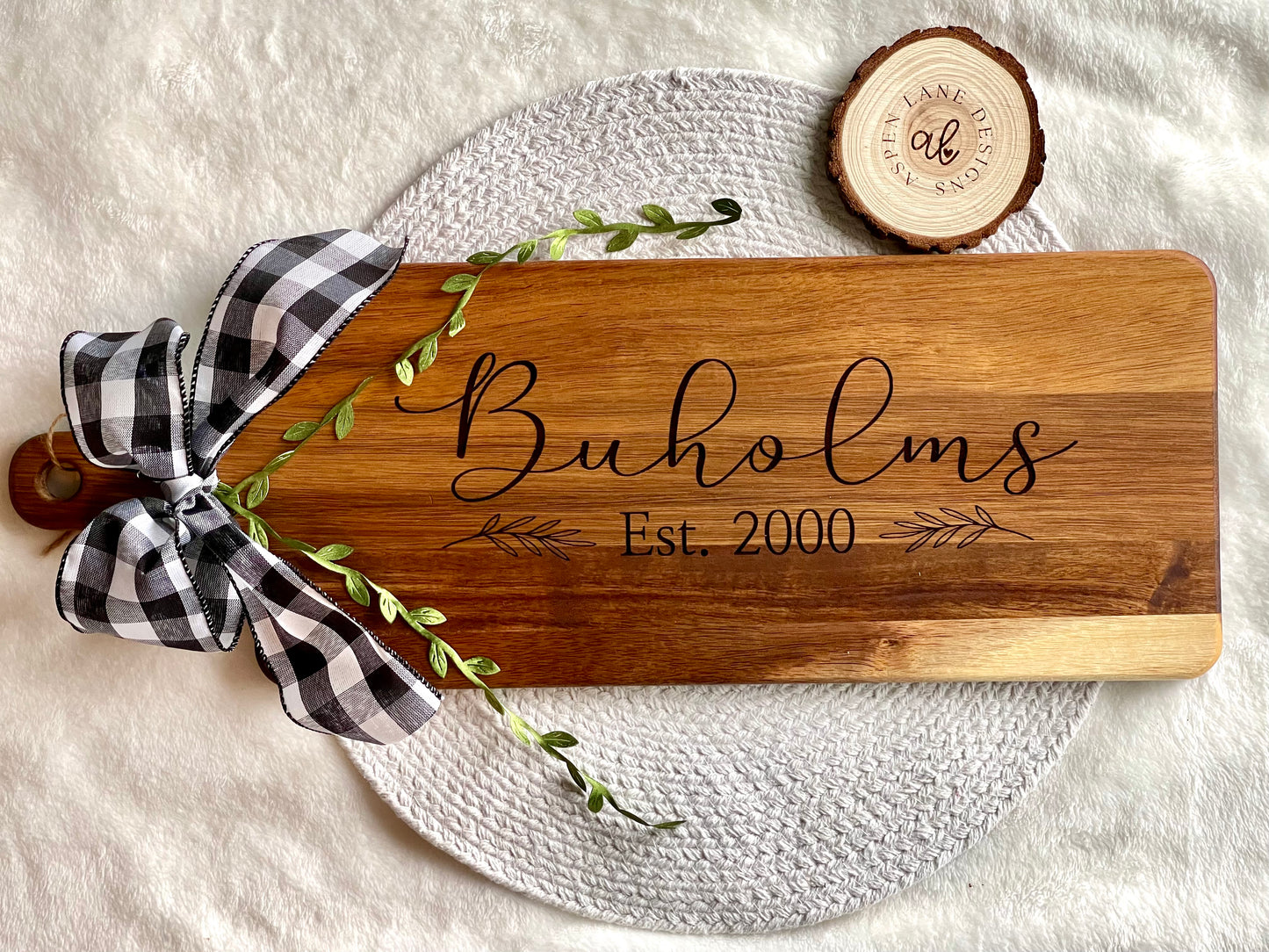 Engraved Acacia Charcuterie Long Serving Board, 20.47 x 7.20, Custom Cutting Board, Realtor Closing Gifts, Cheese Board, Wedding Gift