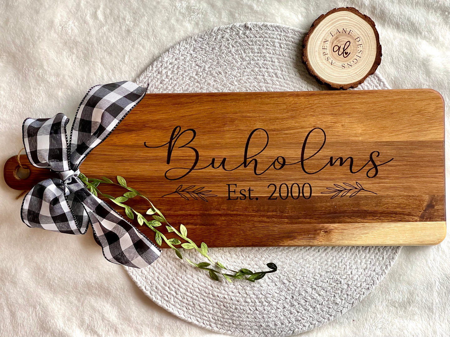 Engraved Acacia Charcuterie Long Serving Board, 20.47 x 7.20, Custom Cutting Board, Realtor Closing Gifts, Cheese Board, Wedding Gift