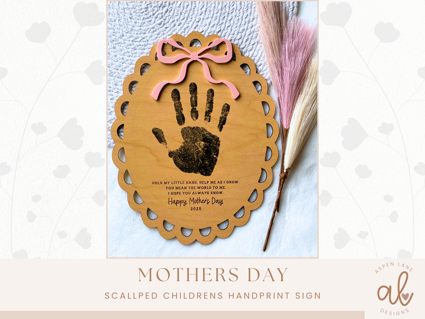 Mothers Day Handprint Sign, Handprint Mom Gift, Grandma Gift, Baby or Kids Handprint Keepsake, DIY Mothers Day Gift, Art And Craft Project