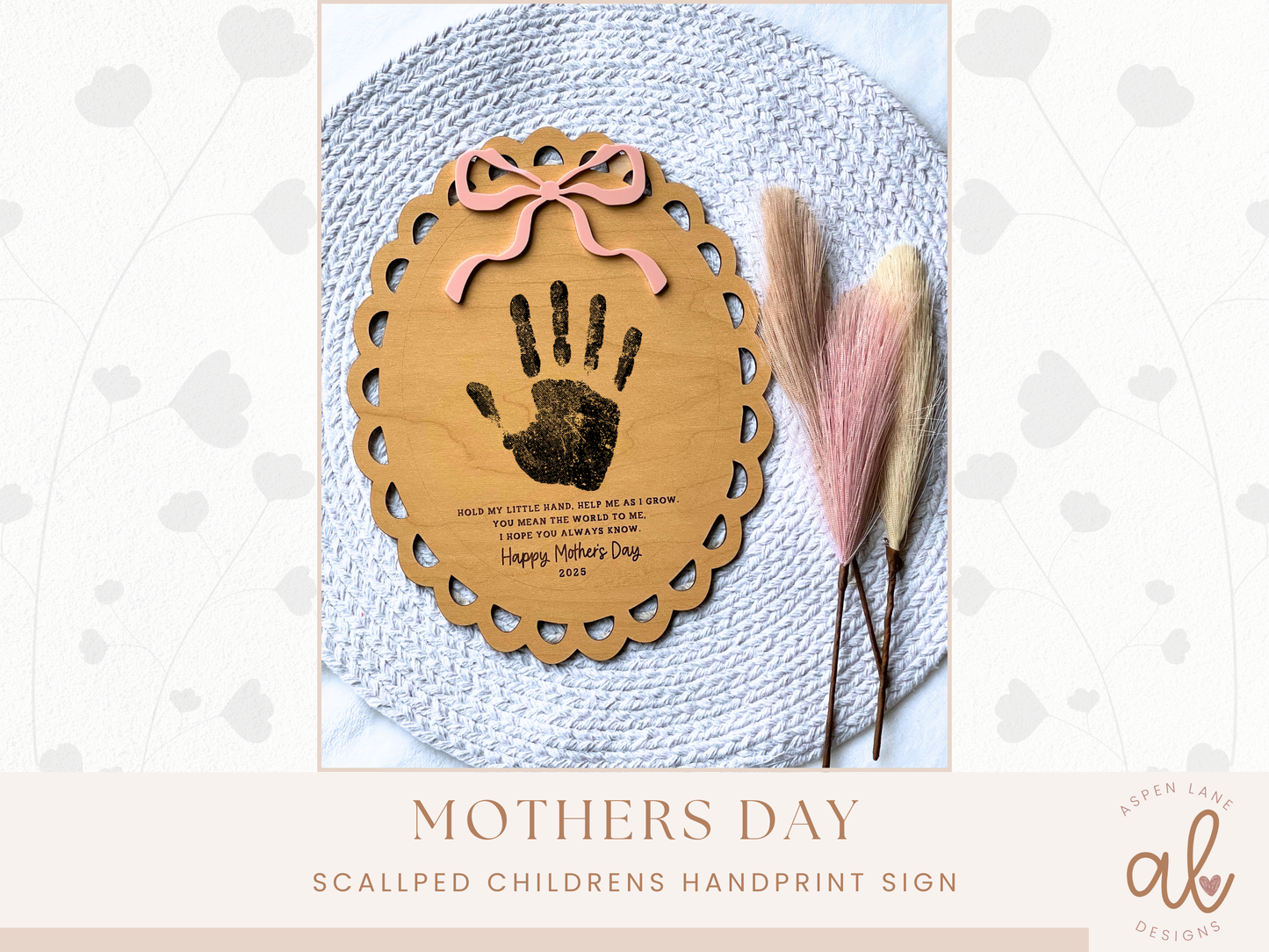 Mothers Day Handprint Sign, Handprint Mom Gift, Grandma Gift, Baby or Kids Handprint Keepsake, DIY Mothers Day Gift, Art And Craft Project