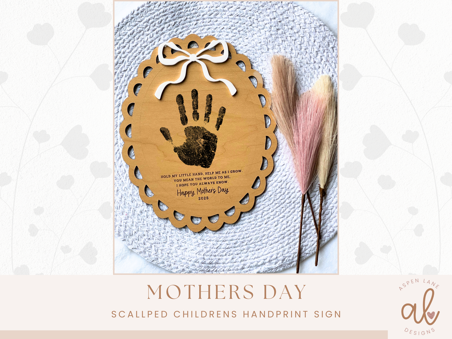 Mothers Day Handprint Sign, Handprint Mom Gift, Grandma Gift, Baby or Kids Handprint Keepsake, DIY Mothers Day Gift, Art And Craft Project