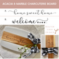 Custom Home Sweet Home or Welcome Home Engraved Acopa Marble and Acacia Wood Charcuterie Board, 10.5 " x 7.5"