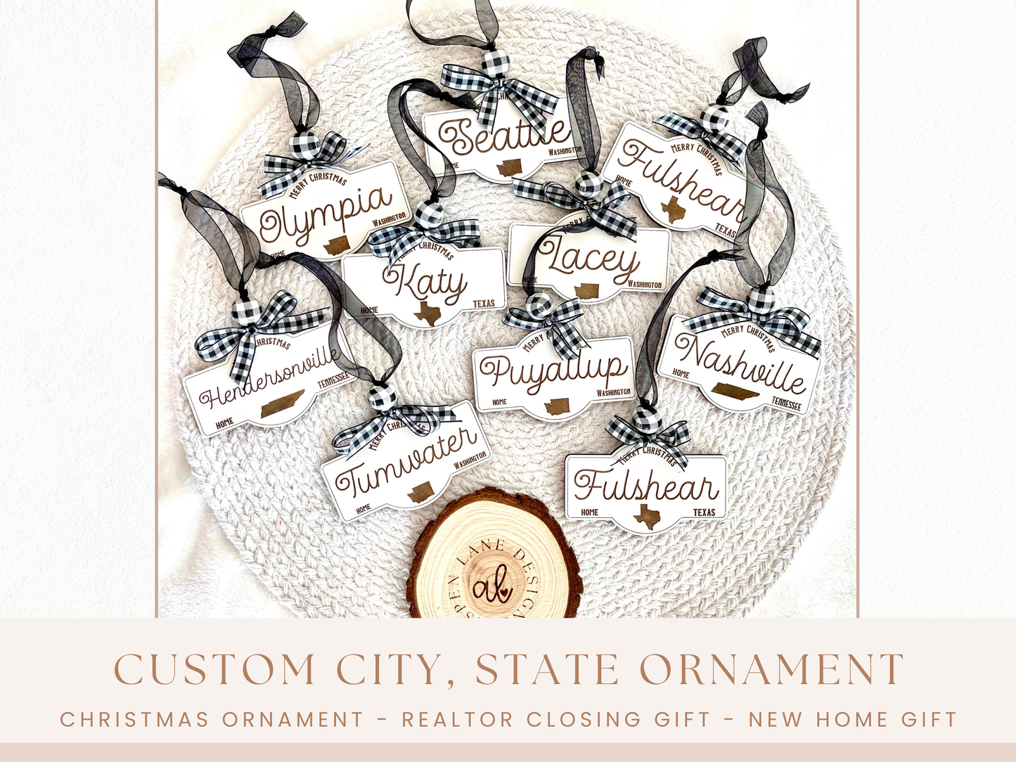 Custom City State Ornament| Custom State Ornament | Realtor Closing Gift | City State Ornament | Sate Outline Ornament | New Home Ornament