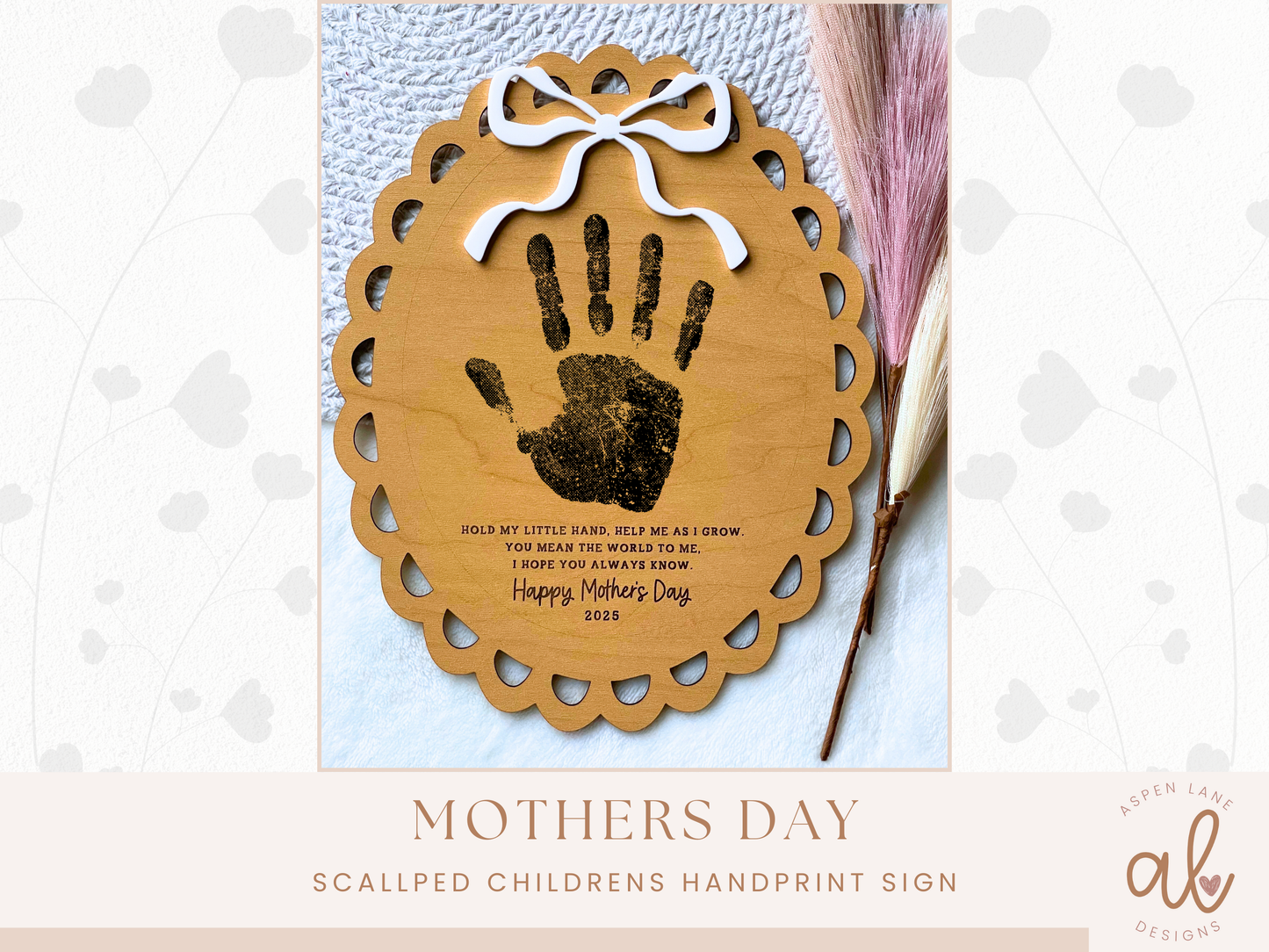 Mothers Day Handprint Sign, Handprint Mom Gift, Grandma Gift, Baby or Kids Handprint Keepsake, DIY Mothers Day Gift, Art And Craft Project